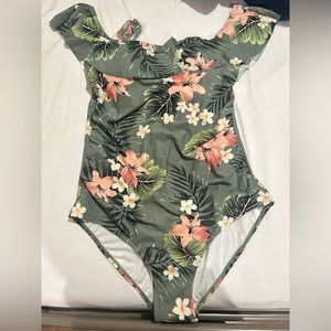 Women’s Kona Sol Swim Off Shoulder Flounce High Coverage One piece swim suit!
